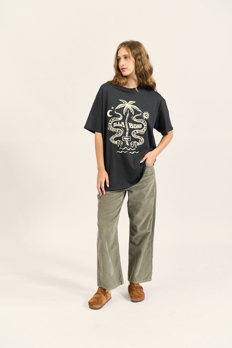 Remera Billagong Mujer Tiki Snake Over Tee Negro
