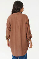 Camisa Rip Curl Holiday Lino Marrón