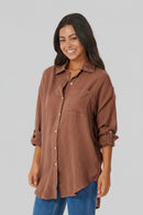 Camisa Rip Curl Holiday Lino Marrón