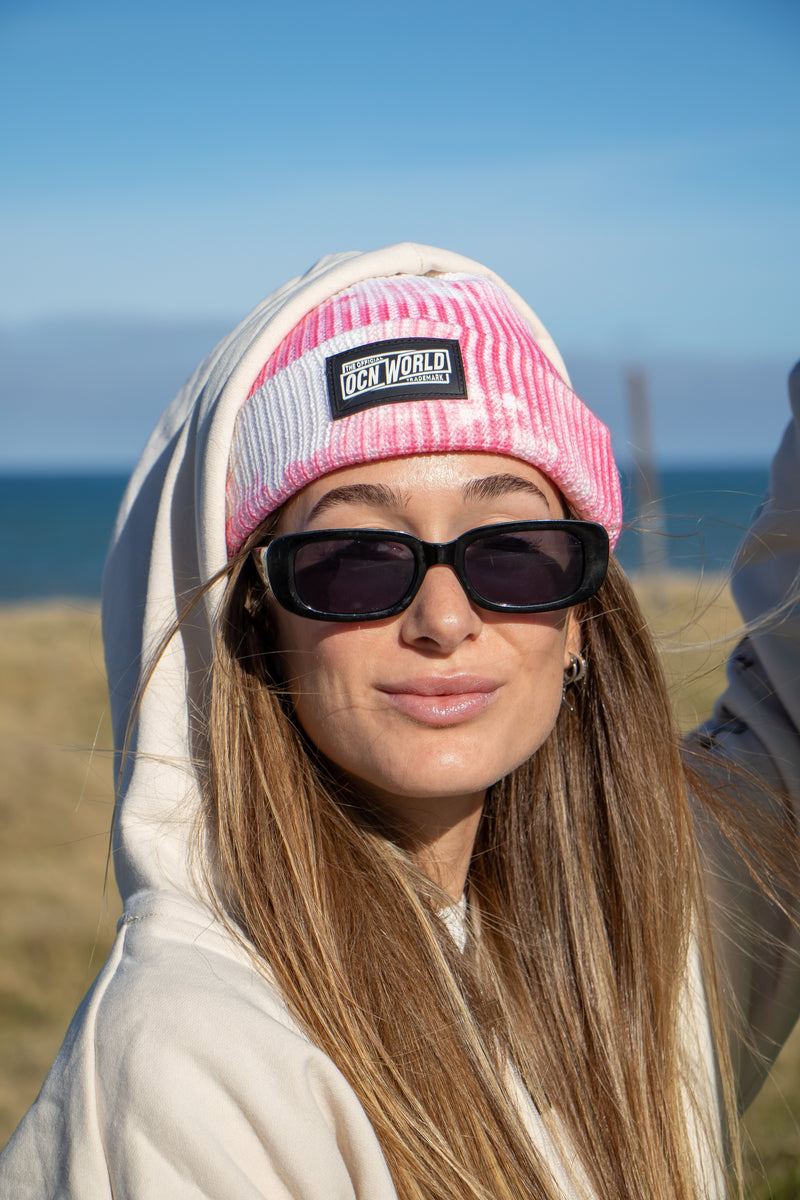 Gorro De Lana Ocn Unisex Stain Fucsia/Blanco