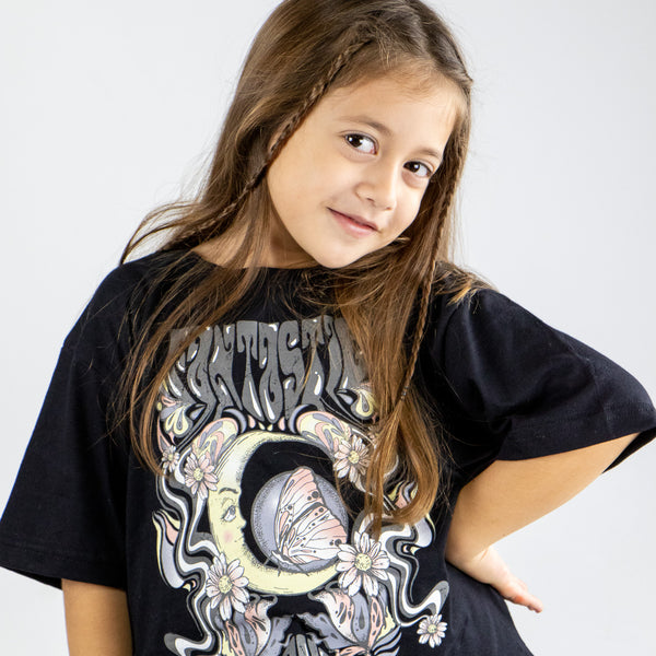 Camiseta Niña MISS GRANT Negra Cuello Strass - Ro Infantil