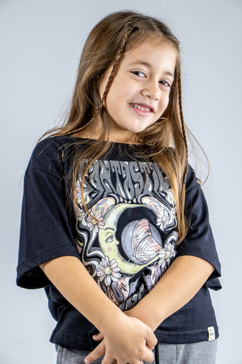 Remera M/C KIDS Boxy Tee Negro 274