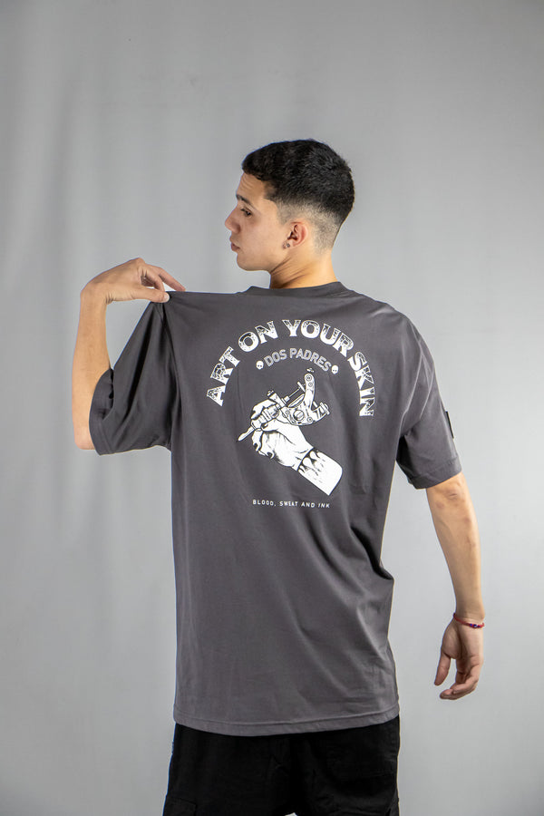 Remera Dos Padres Oversize Unisex Gris 6A