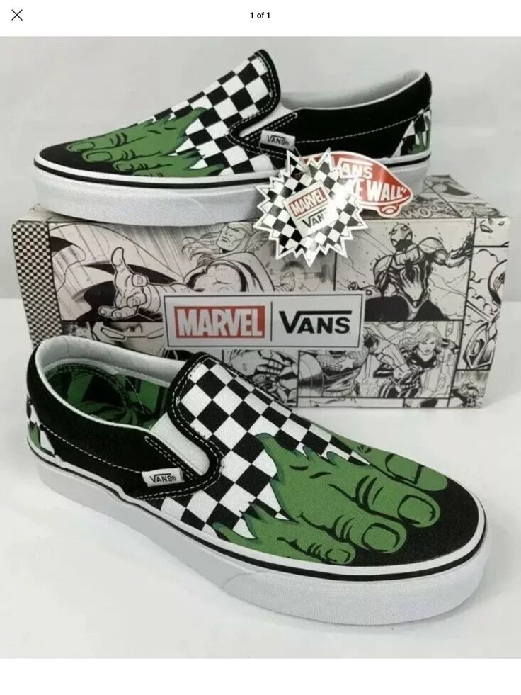 Zapatilla Vans Kids classic slip on u44 Marvel Hulk checkerboard OFERT