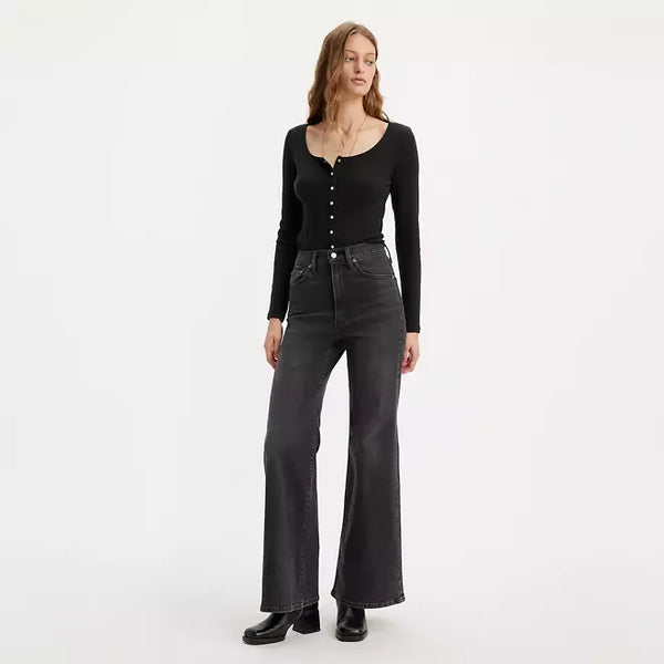 Jean Levis Mujer Ribcage Bells And Dry ( Negro Gastado)