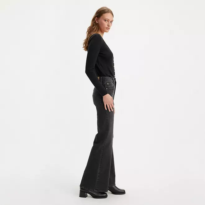 Jean Levis Mujer Ribcage Bells And Dry ( Negro Gastado)