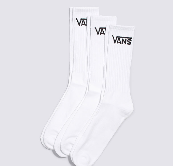 Medias Vans Classic Crew Tripack Blanco
