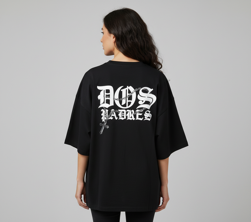 Remera Dos Padres Boxy Negro