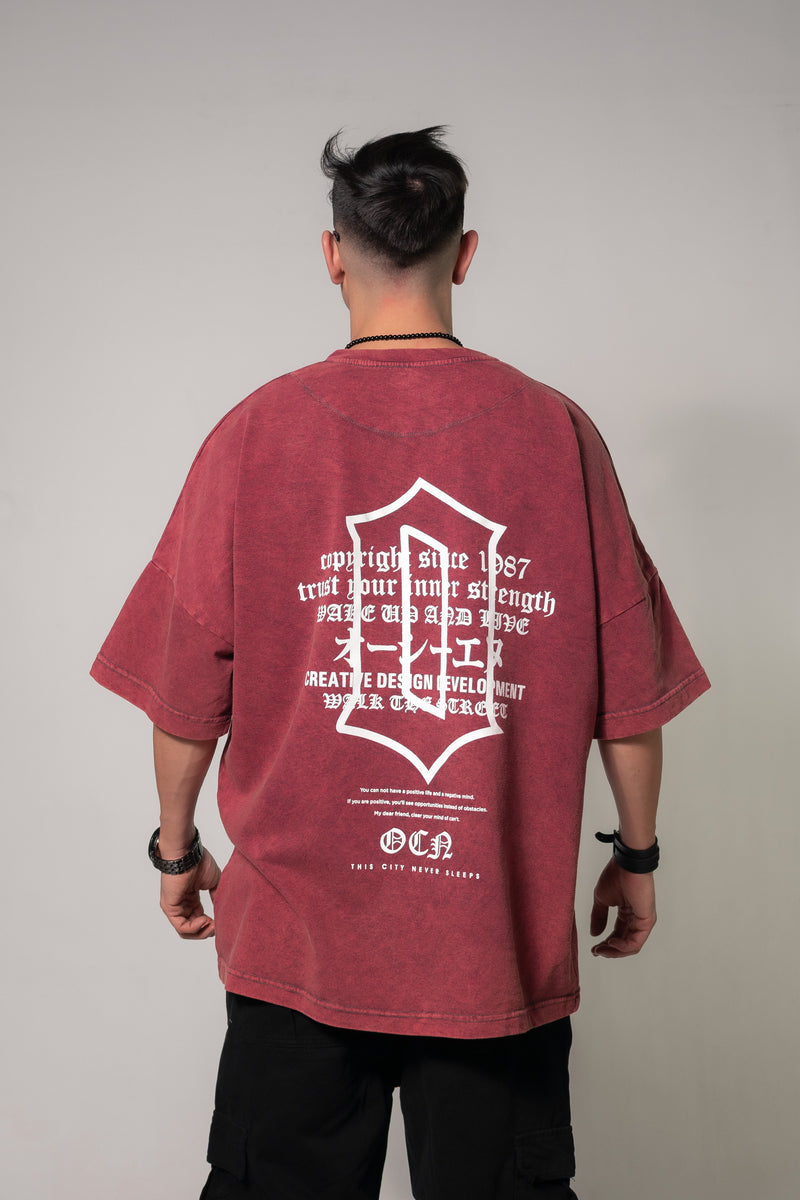 Remera Ocn H Acid Process Bordo