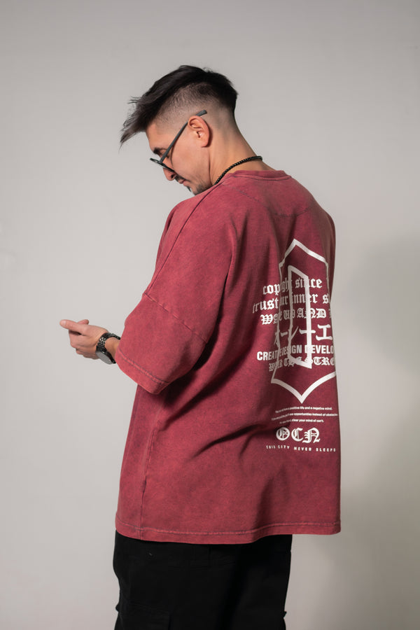 Remera Ocn H Acid Process Bordo