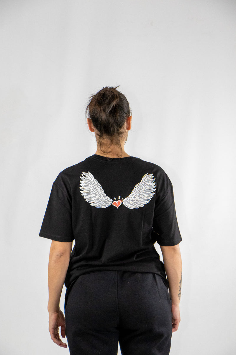 Remera Dc Mc Angel Negro Oversize