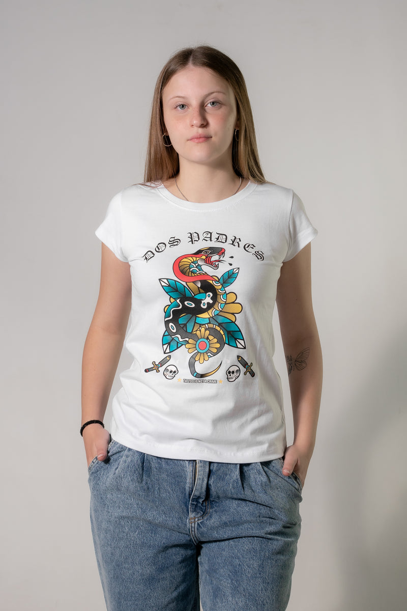 Remera Dos Padres Mujer Snake Tradi Blanco