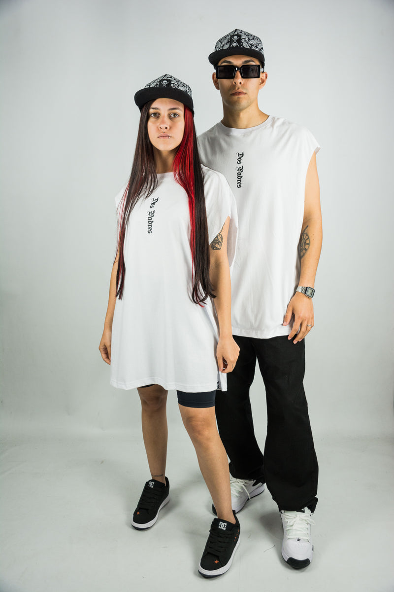 Musculosa Unisex Dos Padres Oversize 266 Blanco 💀