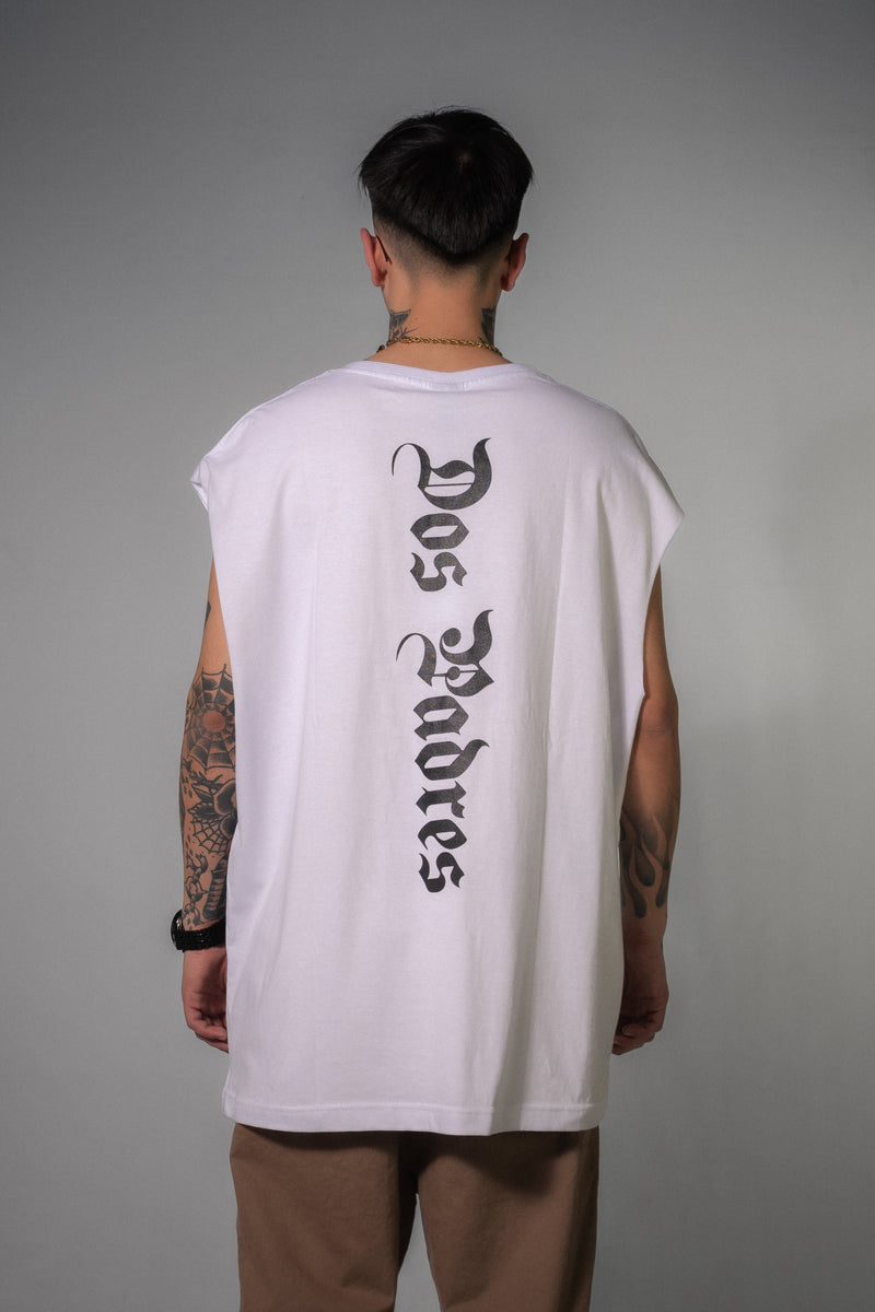 Musculosa Dos Padres Unisex Oversize 266 Blanco 💀