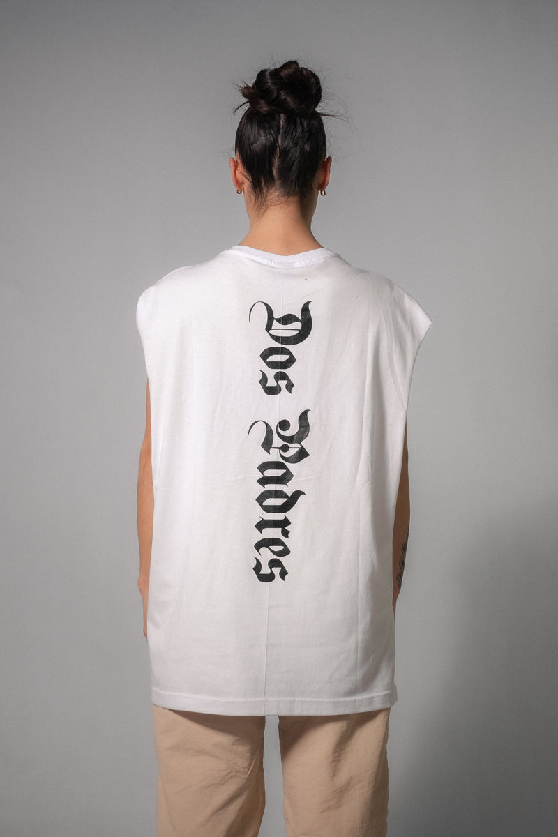 Musculosa Dos Padres Unisex Oversize 266 Blanco 💀