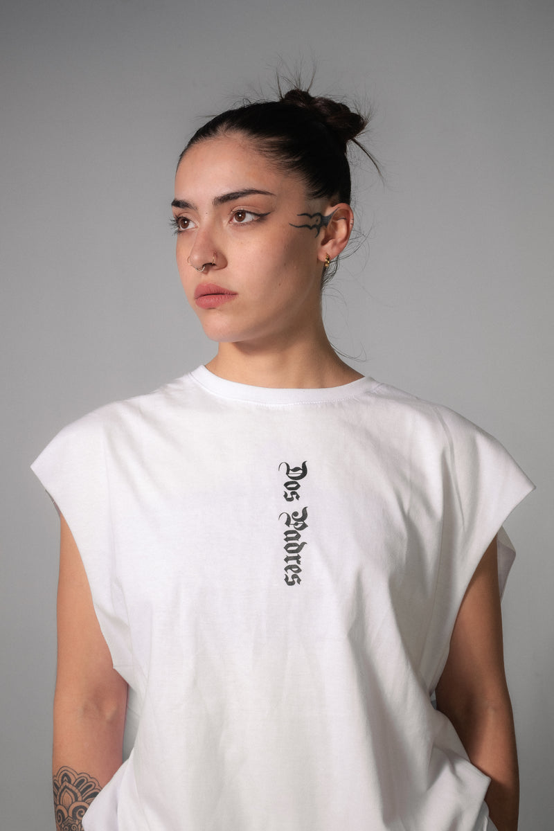 Musculosa Dos Padres Unisex Oversize 266 Blanco 💀