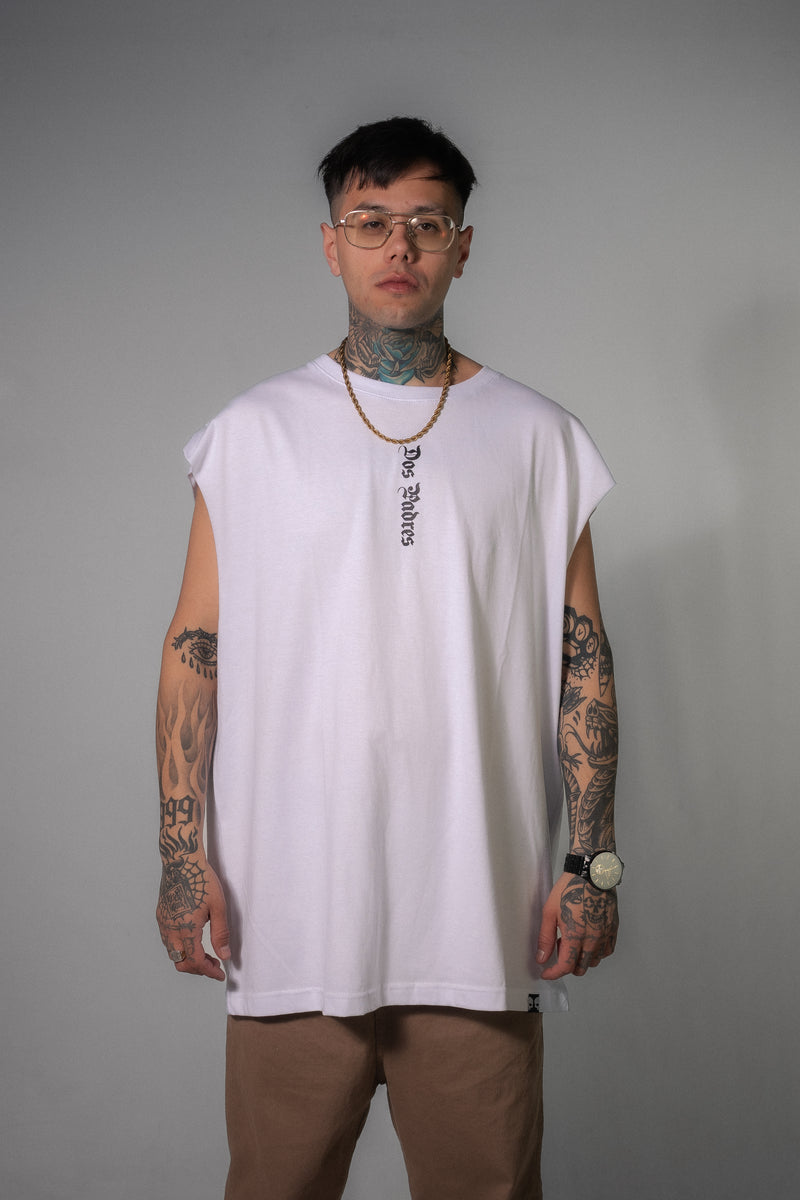 Musculosa Dos Padres Unisex Oversize 266 Blanco 💀