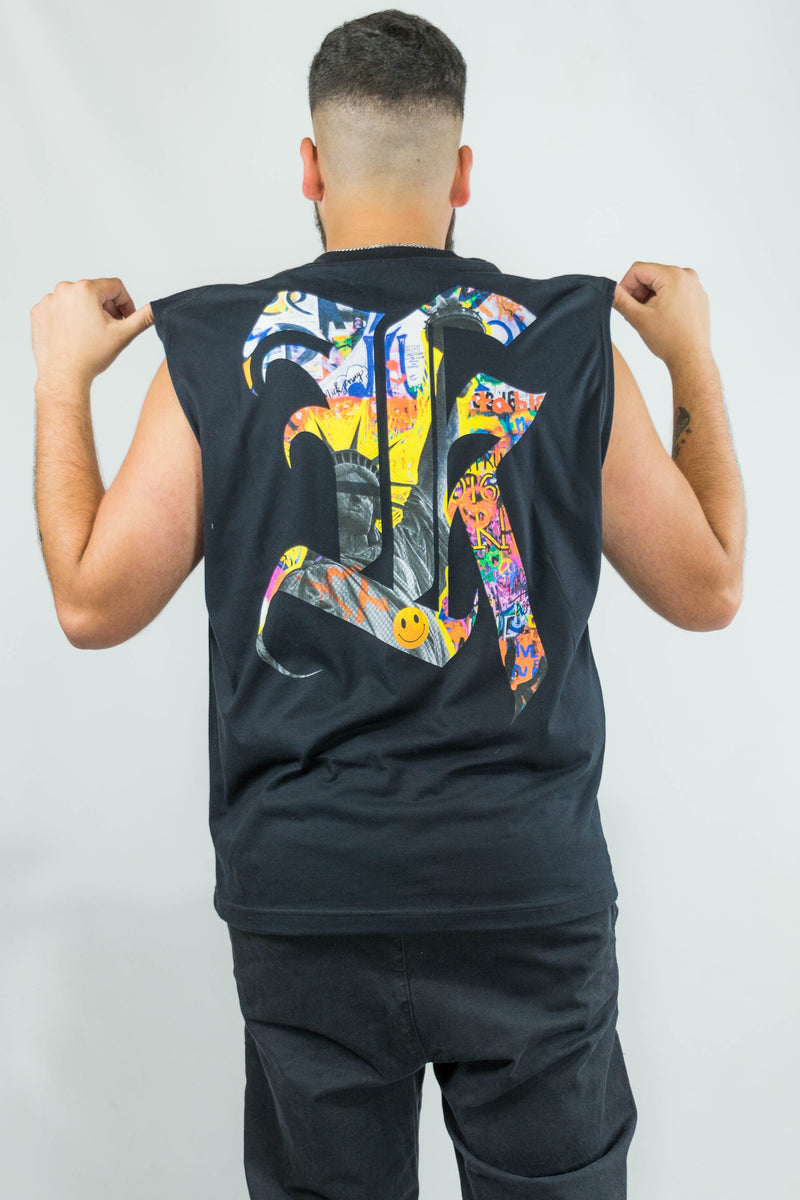 Remera Sin Manga King Of Art Hombre Oversize Mullet KOA-Negro 239