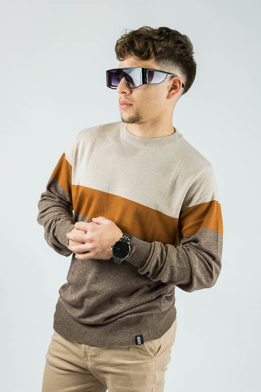 Sweater Ocn H Stripe Tostado 🤎 Hombre