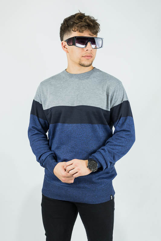 Sweater Ocn H Stripe Navy Gris Azul