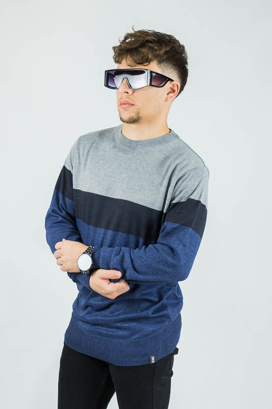 Sweater Ocn H Stripe Navy Gris Azul