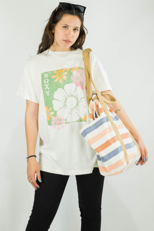 Remera Roxy OVERSIZE Mujer MC Floral (BEI) ✨