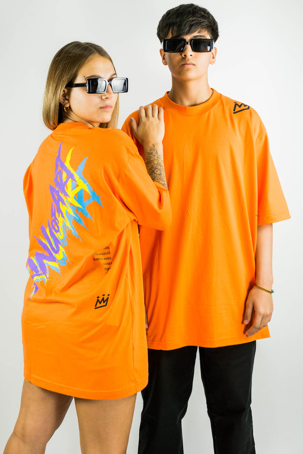 Remera King Of Art Unisex Oversize Urban Shirt Naranja Natural 090