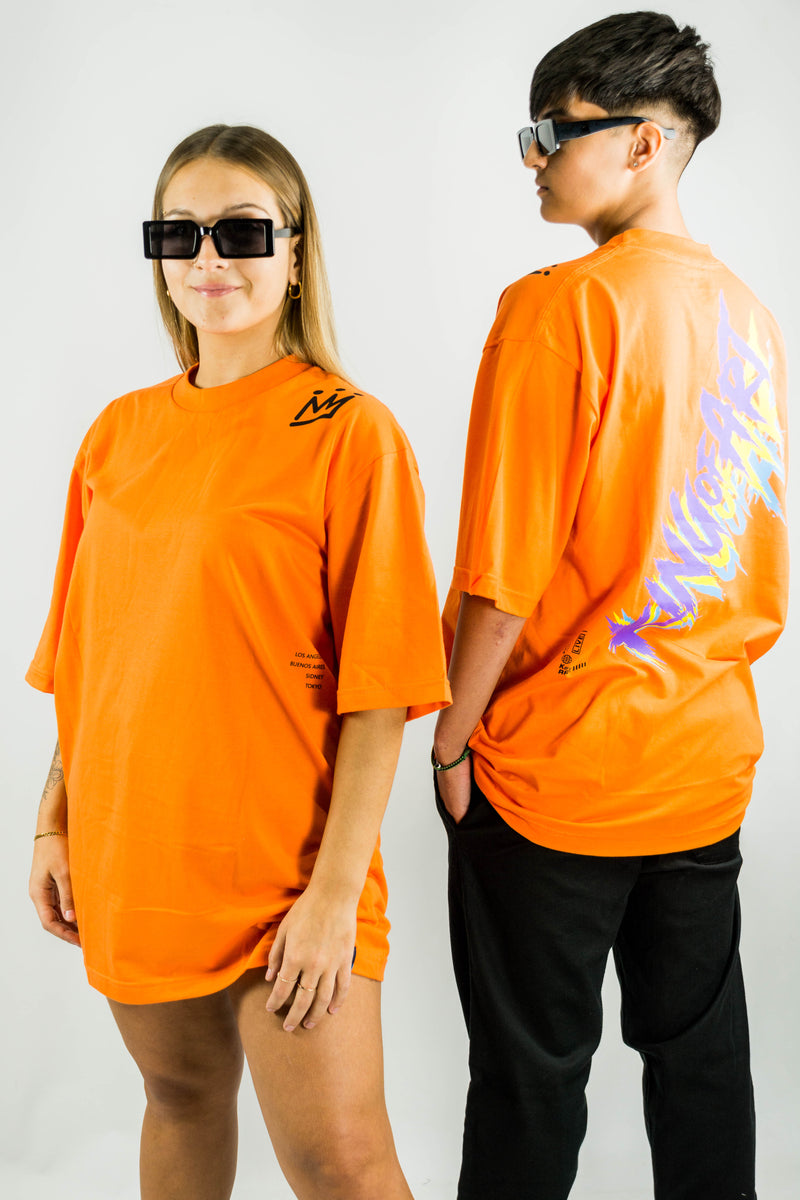 Remera King Of Art Unisex Oversize Urban Shirt Naranja Natural 090
