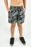 Short De Baño Ocn Kids Tdb Canarias ST- Hojas Negro