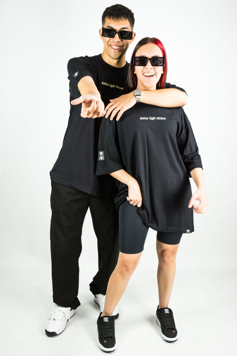 Remera Dos Padres Oversize Unisex Diseno 078 Negro