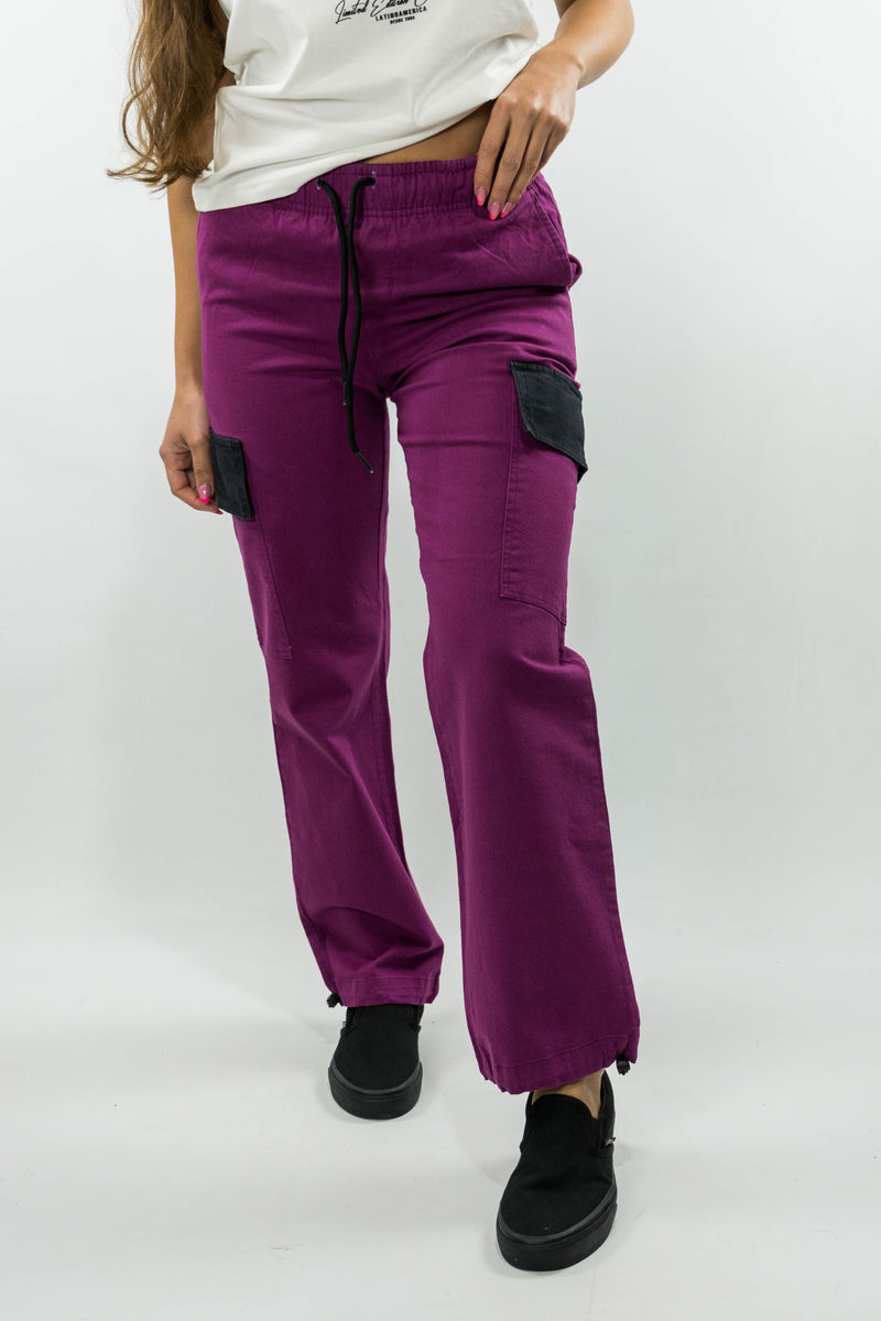 Pantalon Ocn Unisex Cargo Comb Violeta/Negro ⚫🍷