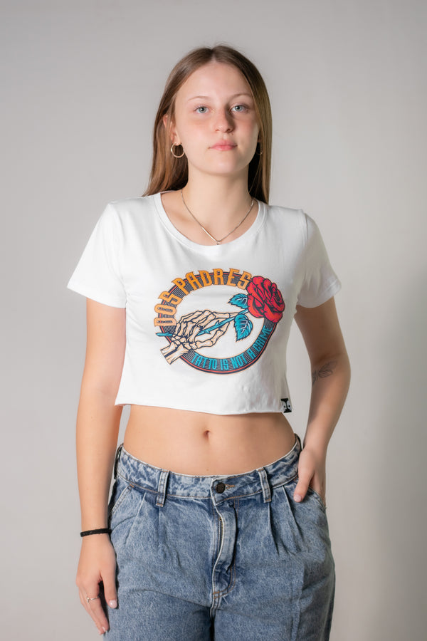 Remera Mujer Dos Padres Cropped Top Blanco (Producto de Outlet)