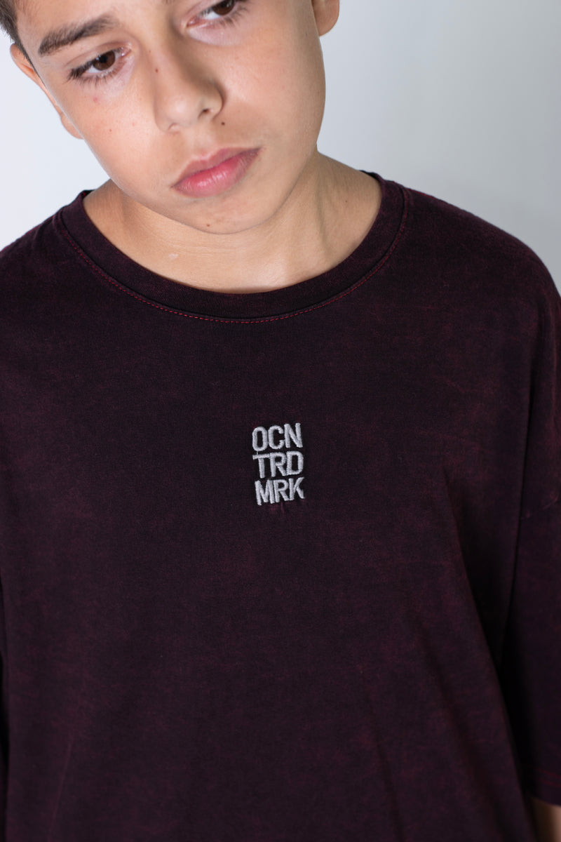 Remera Ocn H Cracked Wash Rojo I1 Unisex