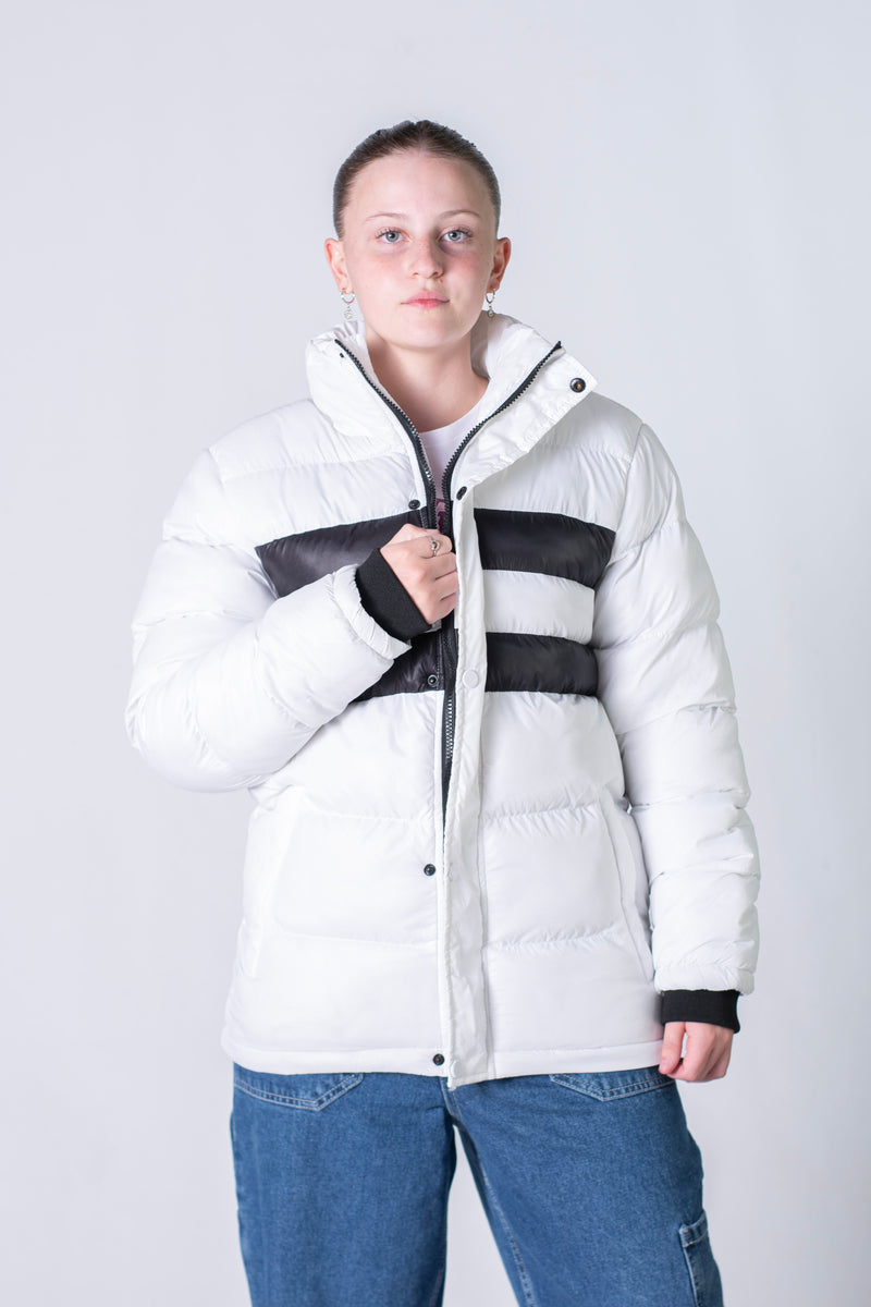 Campera Kingpin Kp Khe Blanco Negro Unisex Puffer