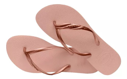 Ojotas Havaianas Mujer Fantasia Rosa Ballet Dorado
