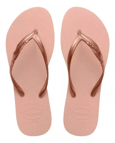 Ojotas Havaianas Mujer Fantasia Rosa Ballet Dorado