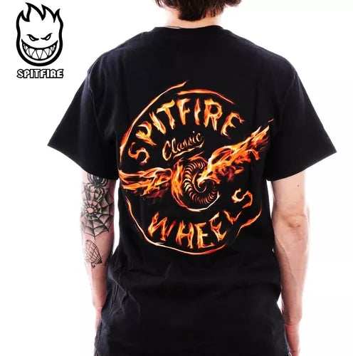 Remera Spitfire Flamed Flying Classic Negro