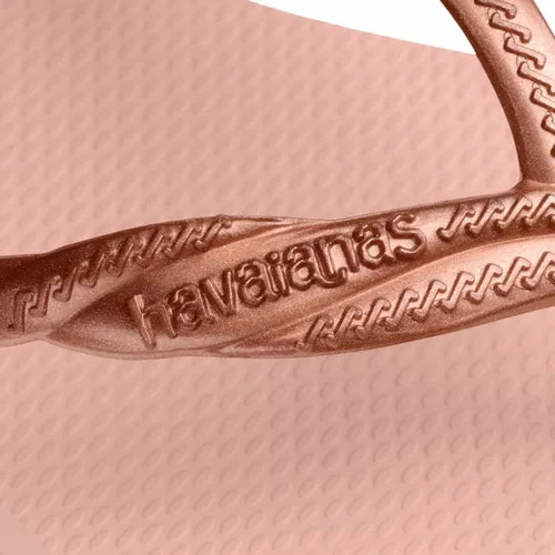 Ojotas Havaianas Mujer Fantasia Rosa Ballet Dorado