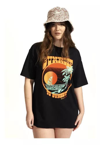 Remera Billabong Sunrise To Sunset Tee Negro Oversize