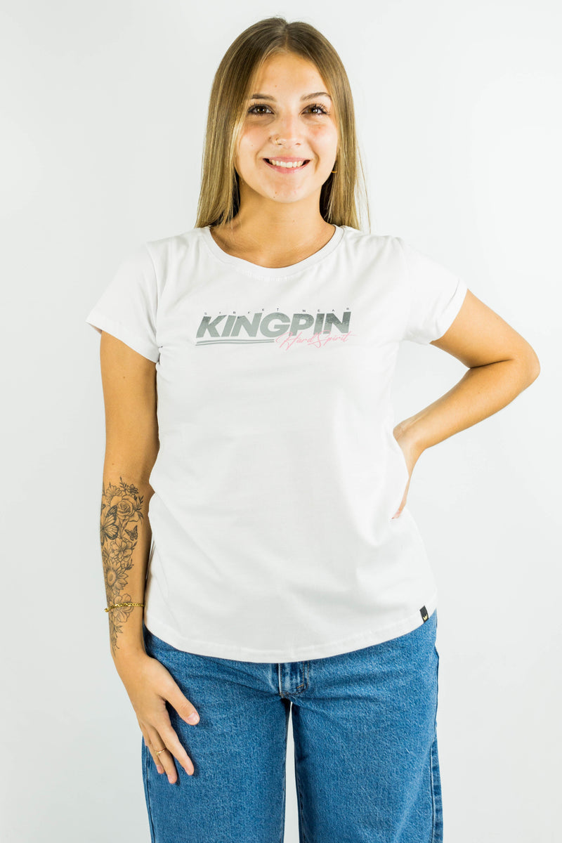 Remera Kingpin Mujer Diseño King Blanco