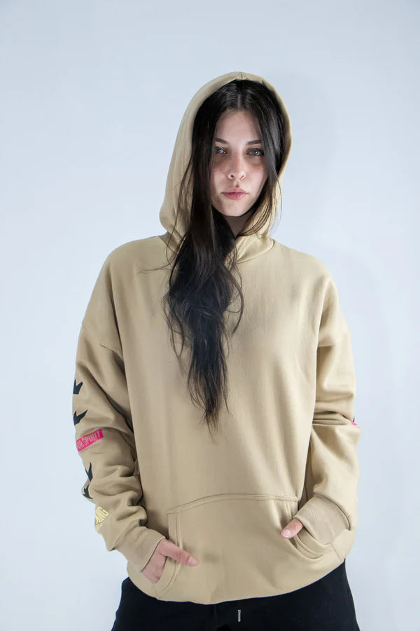 Buzo Mujer Canguro Oversize Beige Z (Producto Outlet)