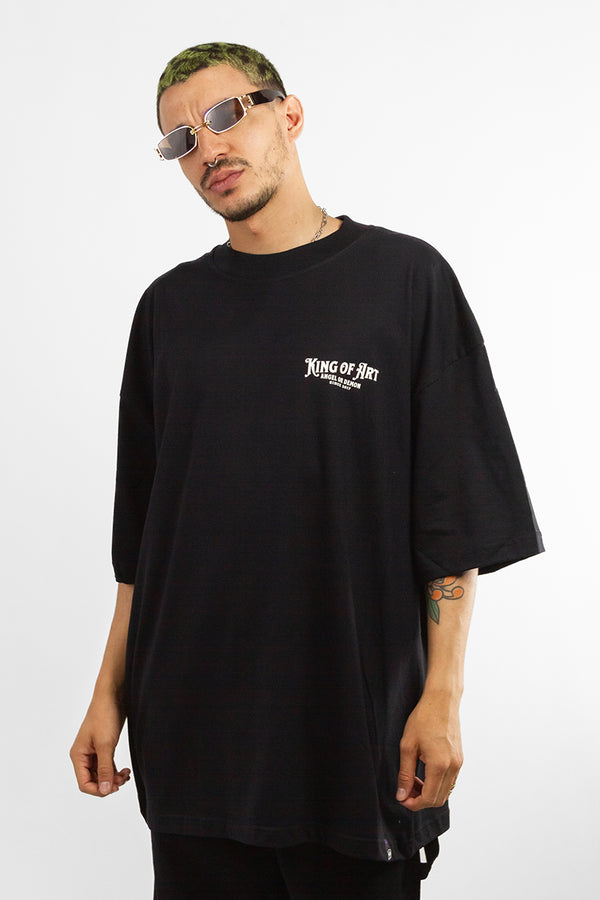 Remera King Of Art Hombre Super Oversize Negro Z3