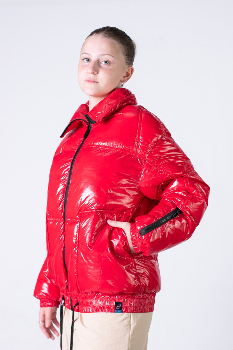 Campera King Of Art Puffer Mujer Zip Rojo