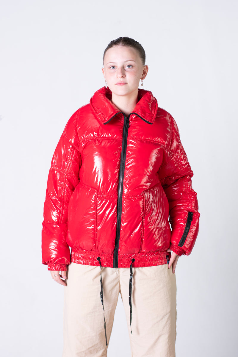 Campera King Of Art Puffer Mujer Zip Rojo