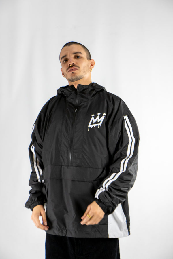 Anorak King Of Art Rompeviento Unisex Somer Negro Y Blanco