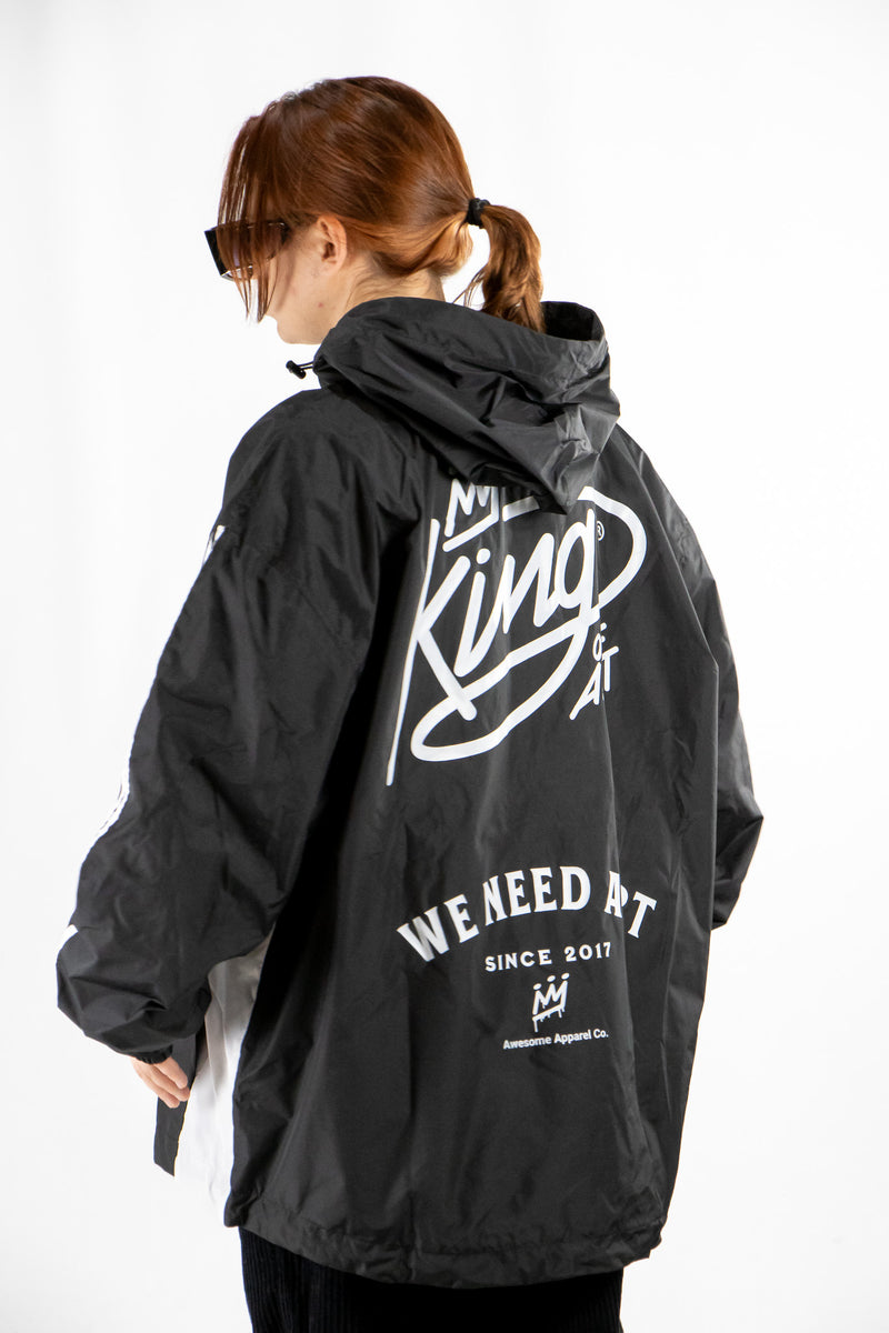 Anorak King Of Art Rompeviento Unisex Somer Negro Y Blanco