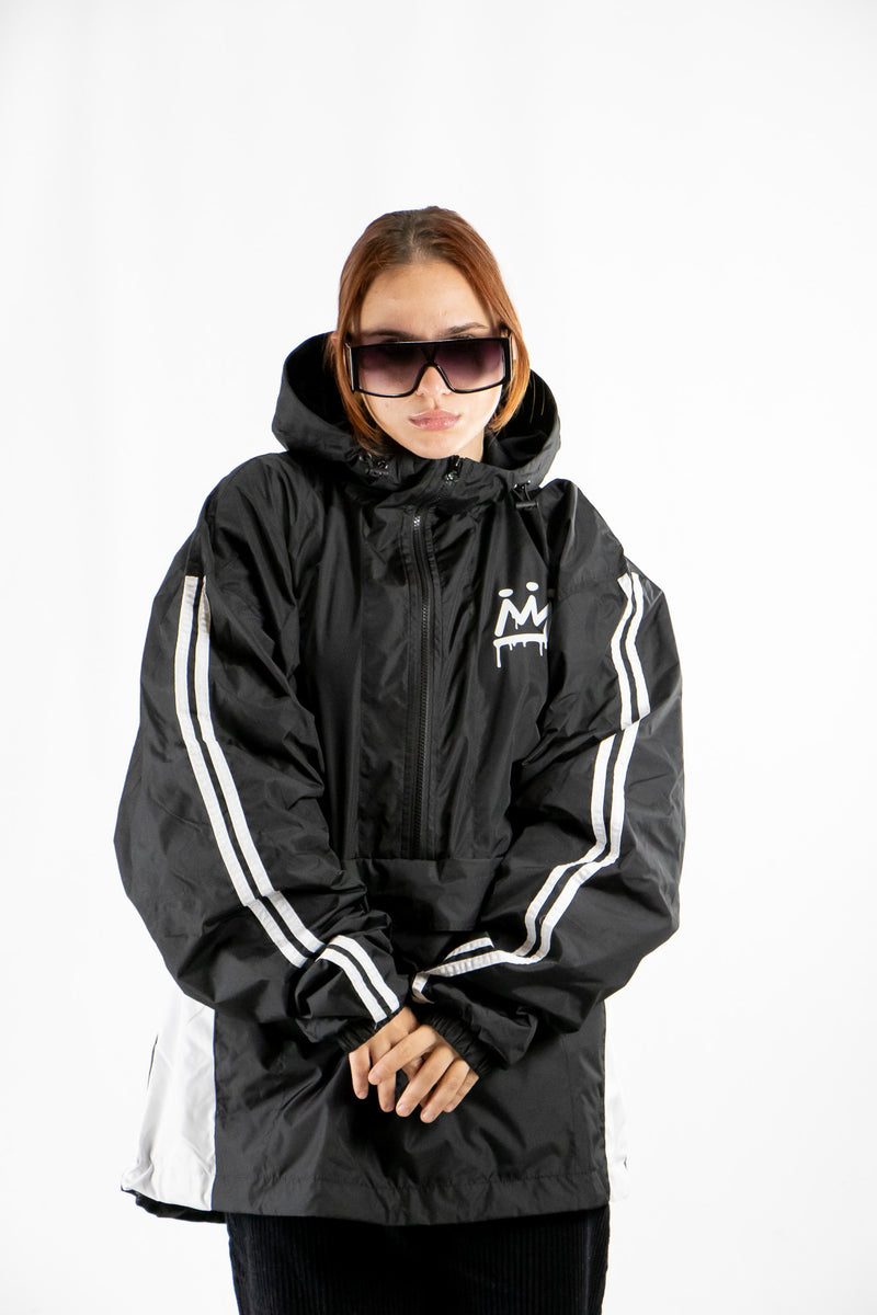 Anorak King Of Art Rompeviento Unisex Somer Negro Y Blanco