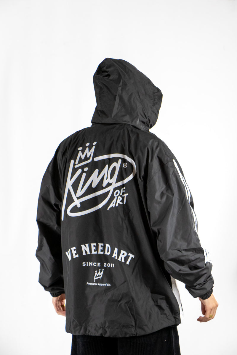 Anorak King Of Art Rompeviento Unisex Somer Negro Y Blanco