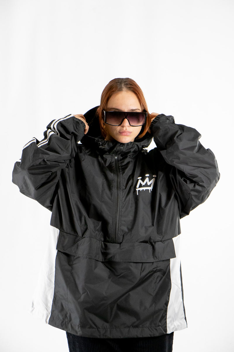 Anorak King Of Art Rompeviento Unisex Somer Negro Y Blanco