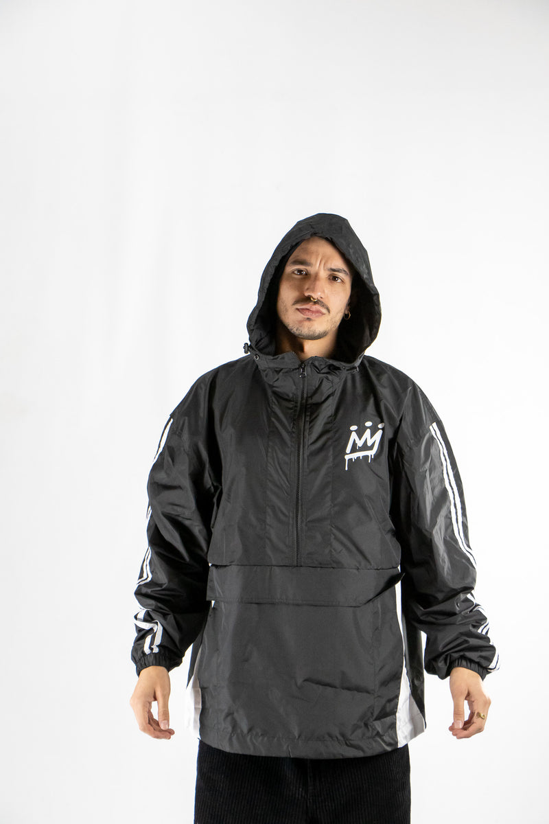 Anorak King Of Art Rompeviento Unisex Somer Negro Y Blanco